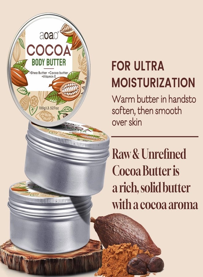 AOAO Body Butter for Dry Skin Hydrating Cocoa - Deep Moisturizing Cream with Cocoa & Shea Butter for Silky Smooth & Comforted Skin, Long-Lasting Hydration for Daily Body Care, 100g/3.527oz - Image 2
